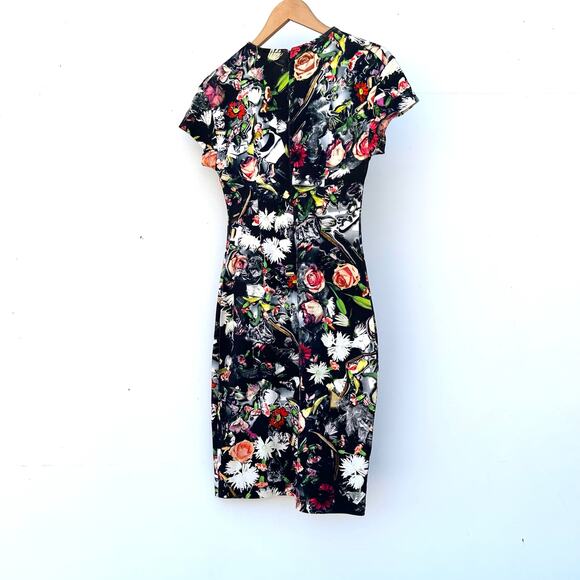 Alexander McQueen McQ Floral Print Sheath Dress Mini Designer Small Cotton - Picture 4 of 8